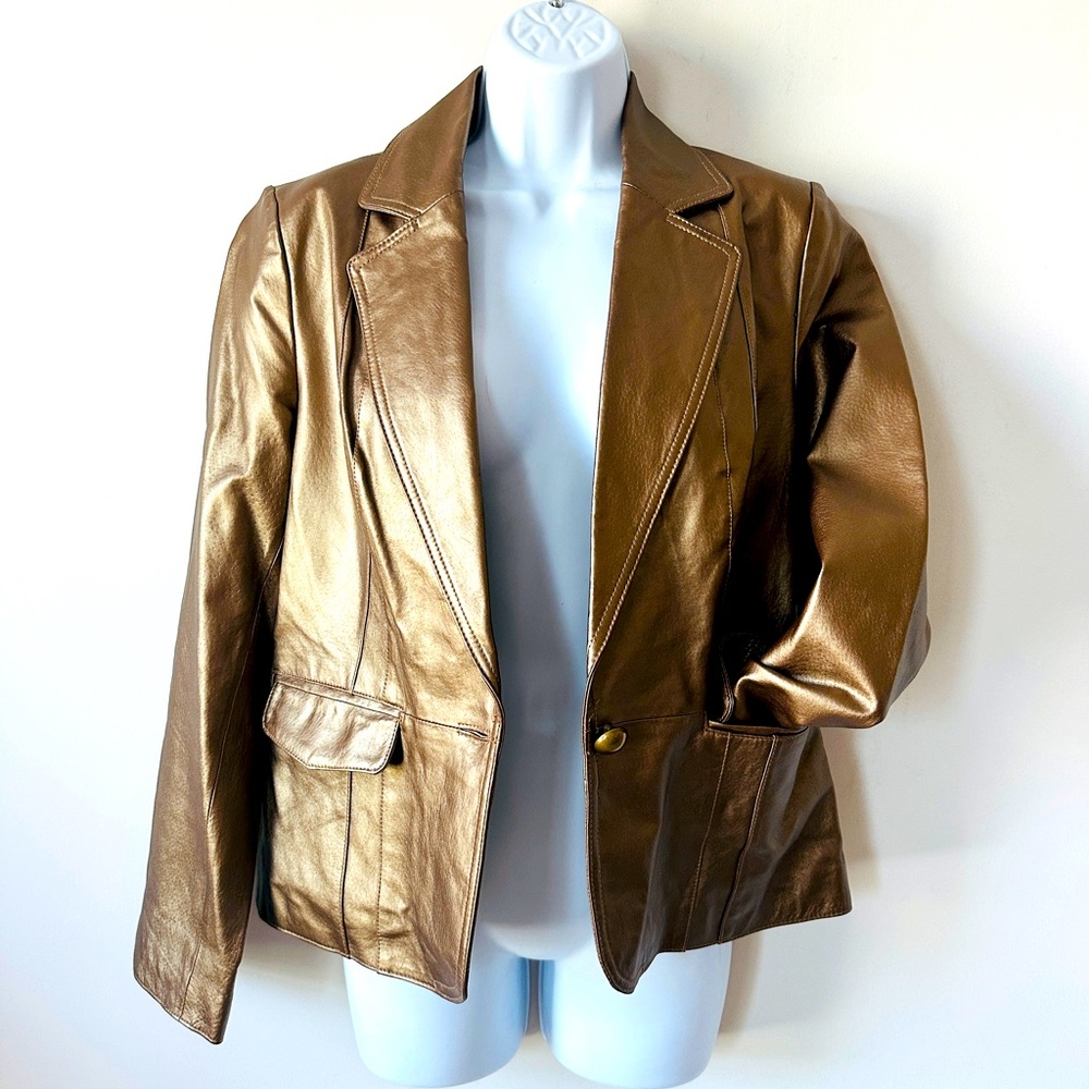 🔥 FREE w PURCHASE 🔥 Great Condition Bronze Vintage Genuine Leather Blazer |  M